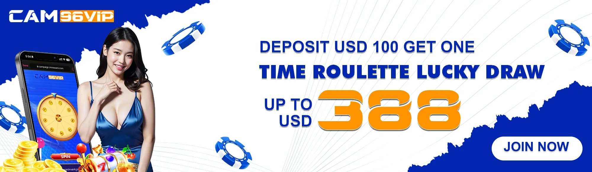 DEPOSIT USD 100 GET ONE TIME ROULETTE LUCKY DRAW UP TO USD 388